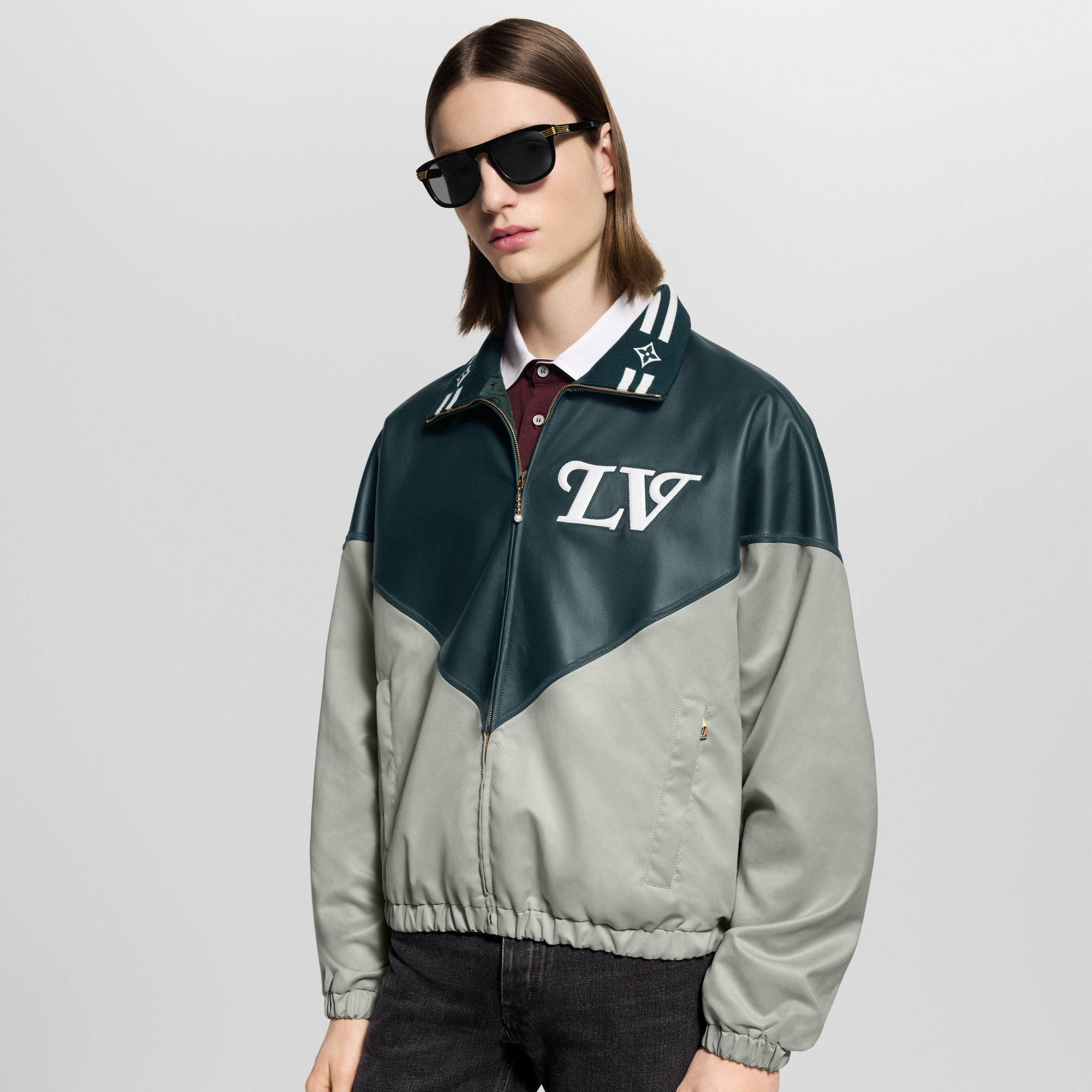 Men - Graphic Leather Mix Tracktop  Men Ready-to-Wear Outerwear and Coats | LOUIS VUITTON (Product zoom)