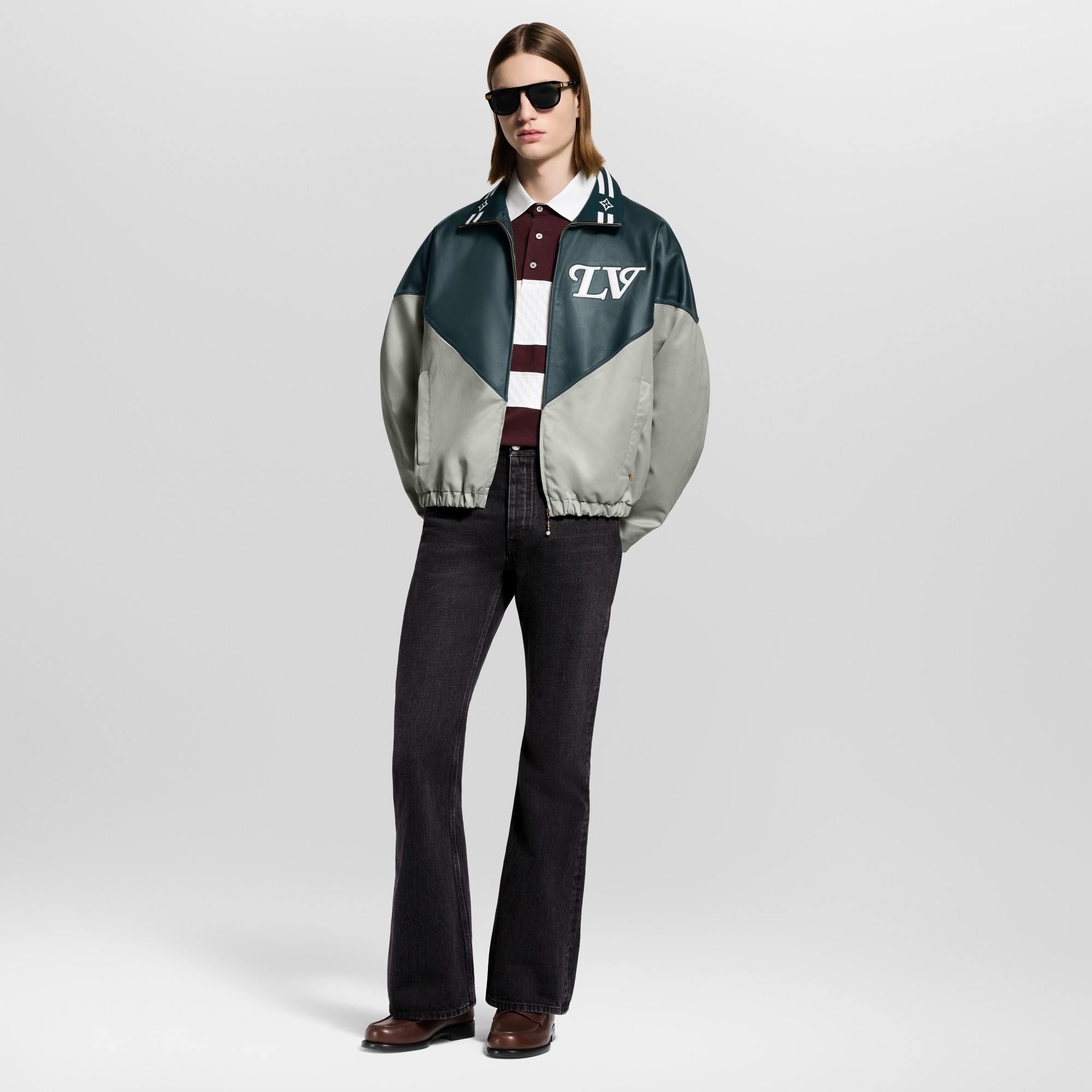 Men - Graphic Leather Mix Tracktop  Men Ready-to-Wear Outerwear and Coats | LOUIS VUITTON (Product zoom)