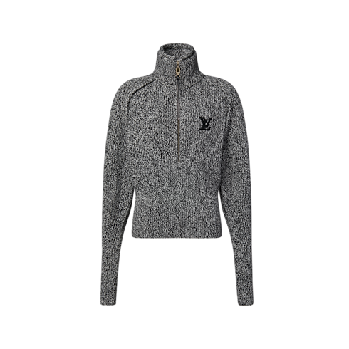 Women - Heathered Half-Zip Jumper Women Ready-to-Wear Tops and Shirts | LOUIS VUITTON (Product zoom)