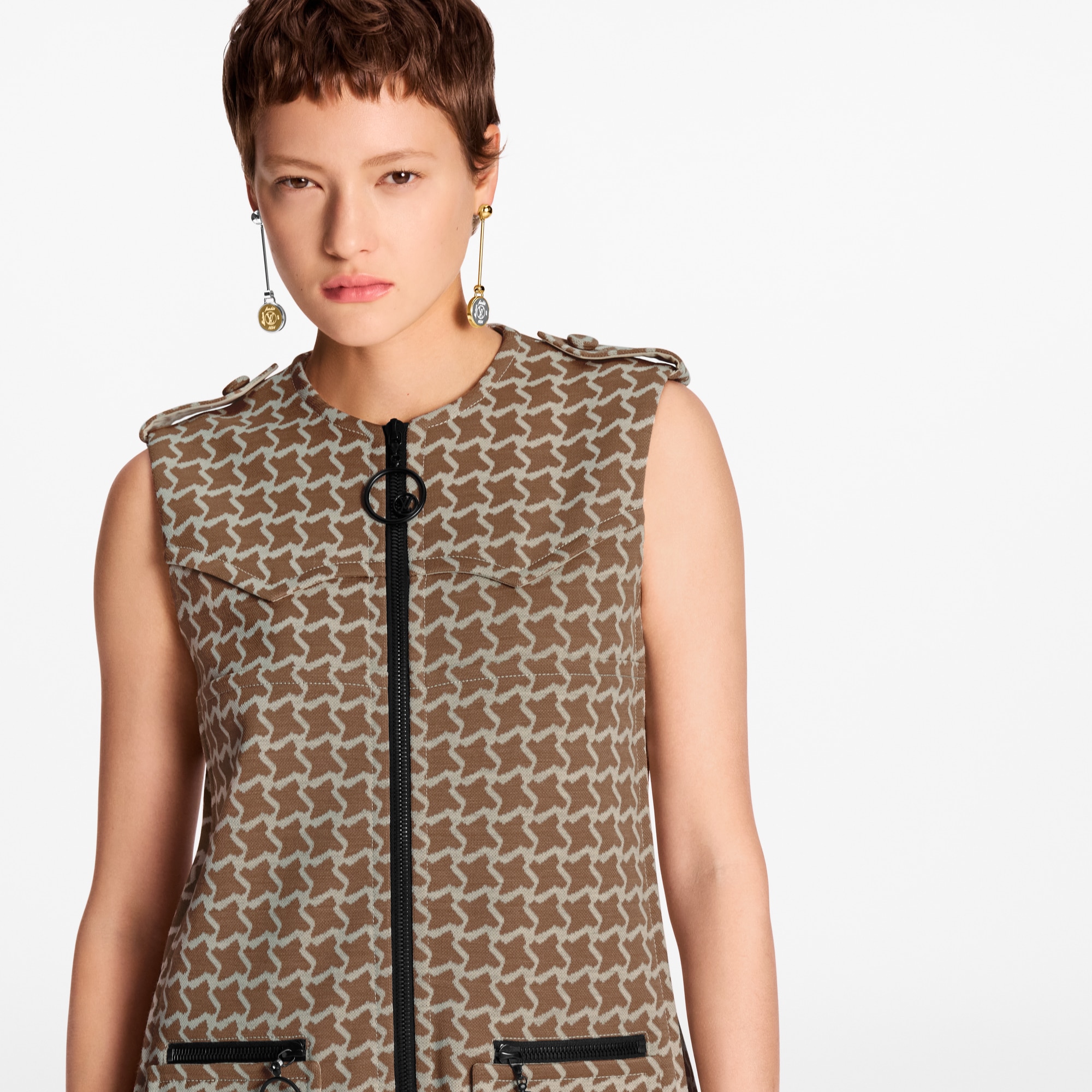 Women - Honeycomb Jacquard Zip-Up Dress  Women Ready-to-Wear Dresses | LOUIS VUITTON (Product zoom)
