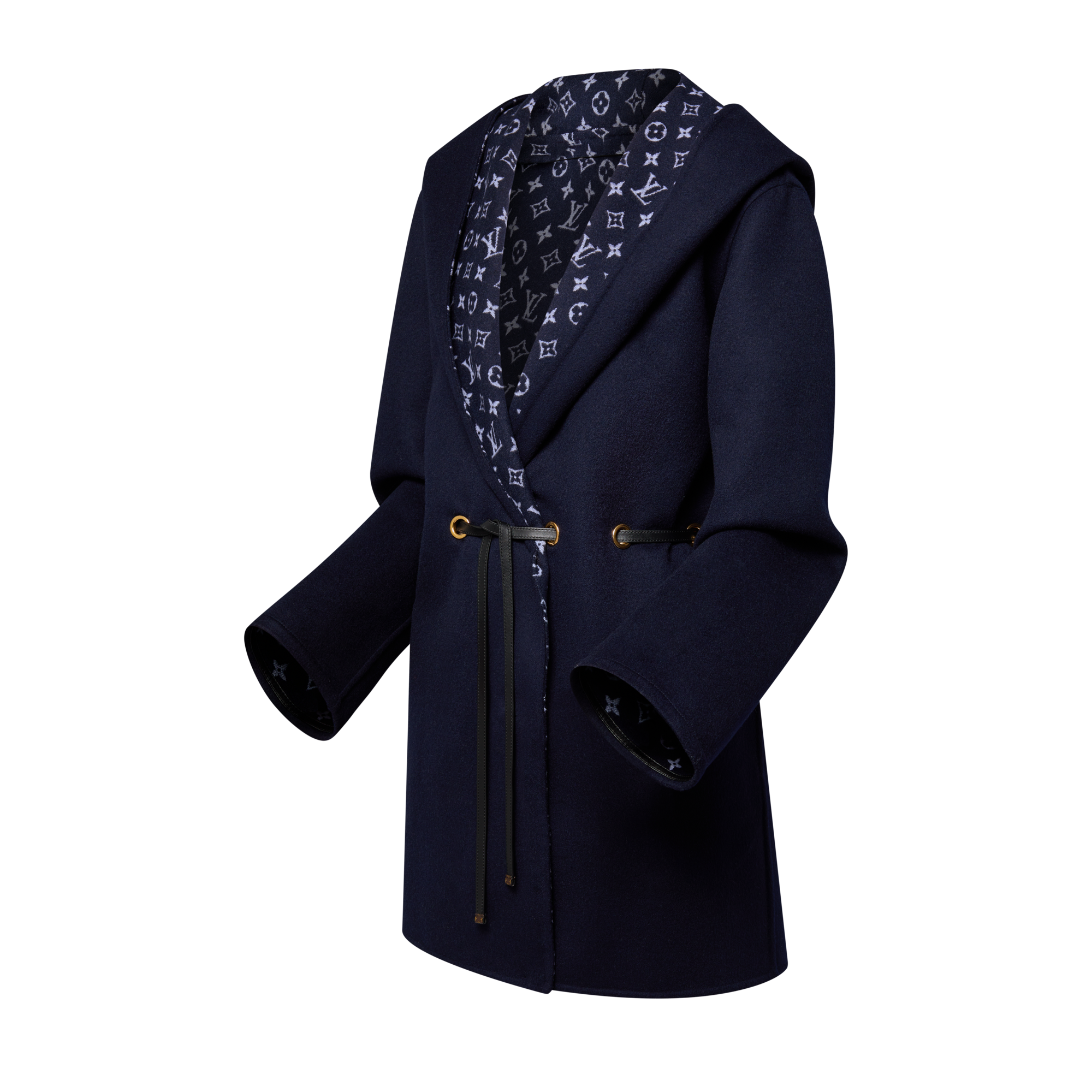Women - Hooded Drawstring Wrap Coat  Women Ready-to-Wear Coats and Jackets | LOUIS VUITTON (Product zoom)