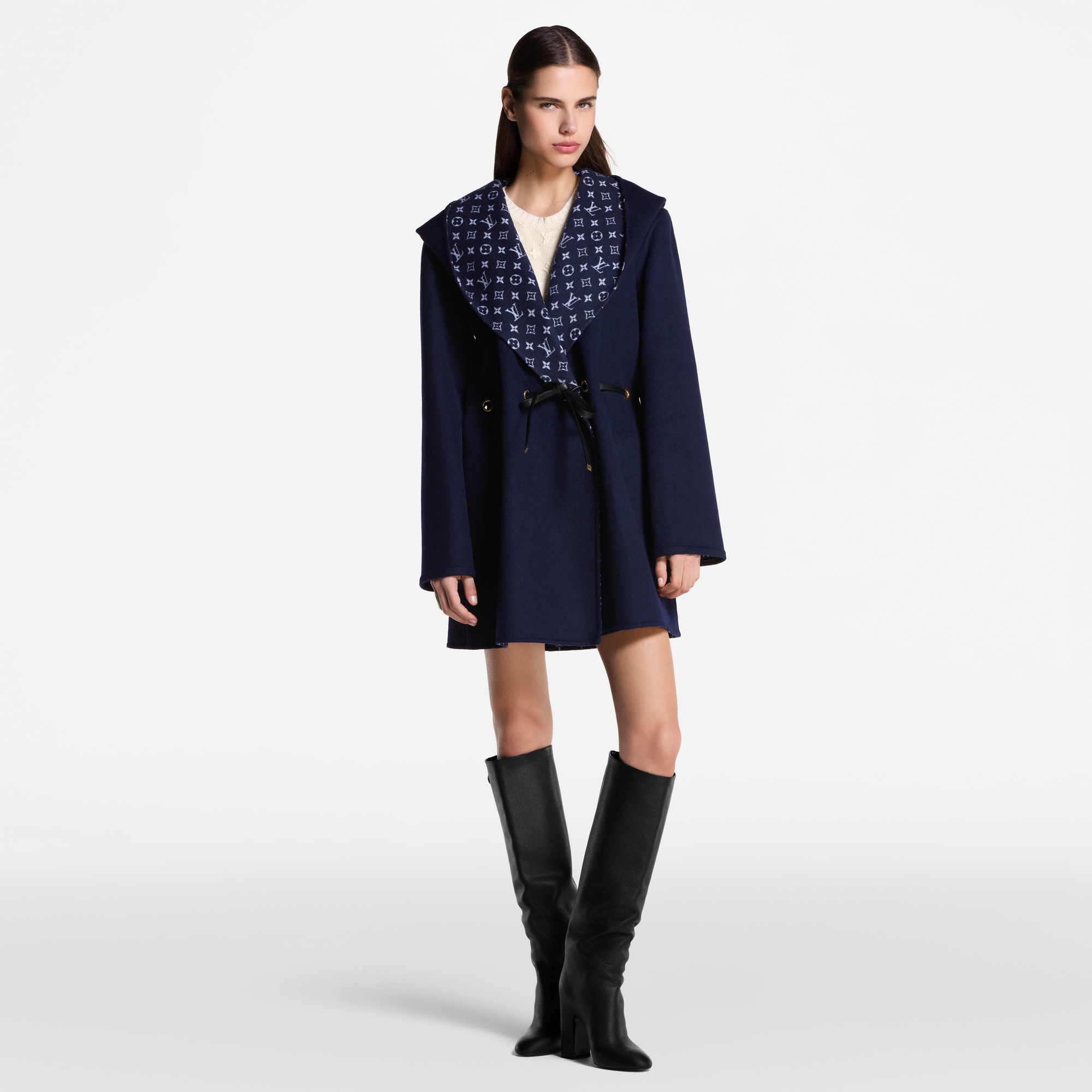 Women - Hooded Drawstring Wrap Coat  Women Ready-to-Wear Coats and Jackets | LOUIS VUITTON (Product zoom)