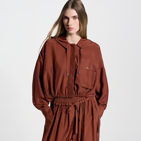 Women - Hooded Washed Silk Shirt Women Ready-to-Wear Tops | LOUIS VUITTON (Product zoom)