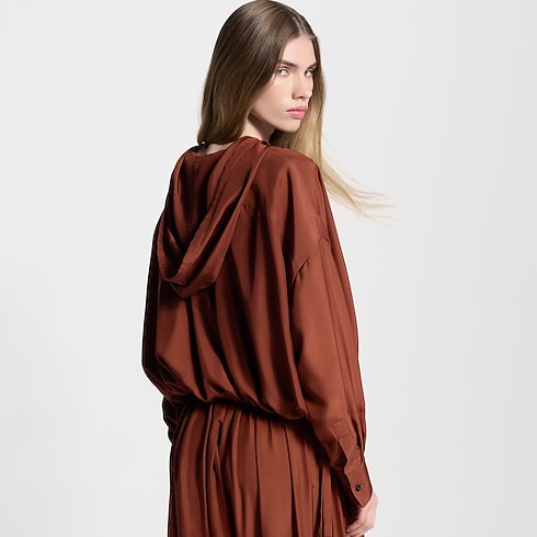 Women - Hooded Washed Silk Shirt Women Ready-to-Wear Tops | LOUIS VUITTON (Product zoom)