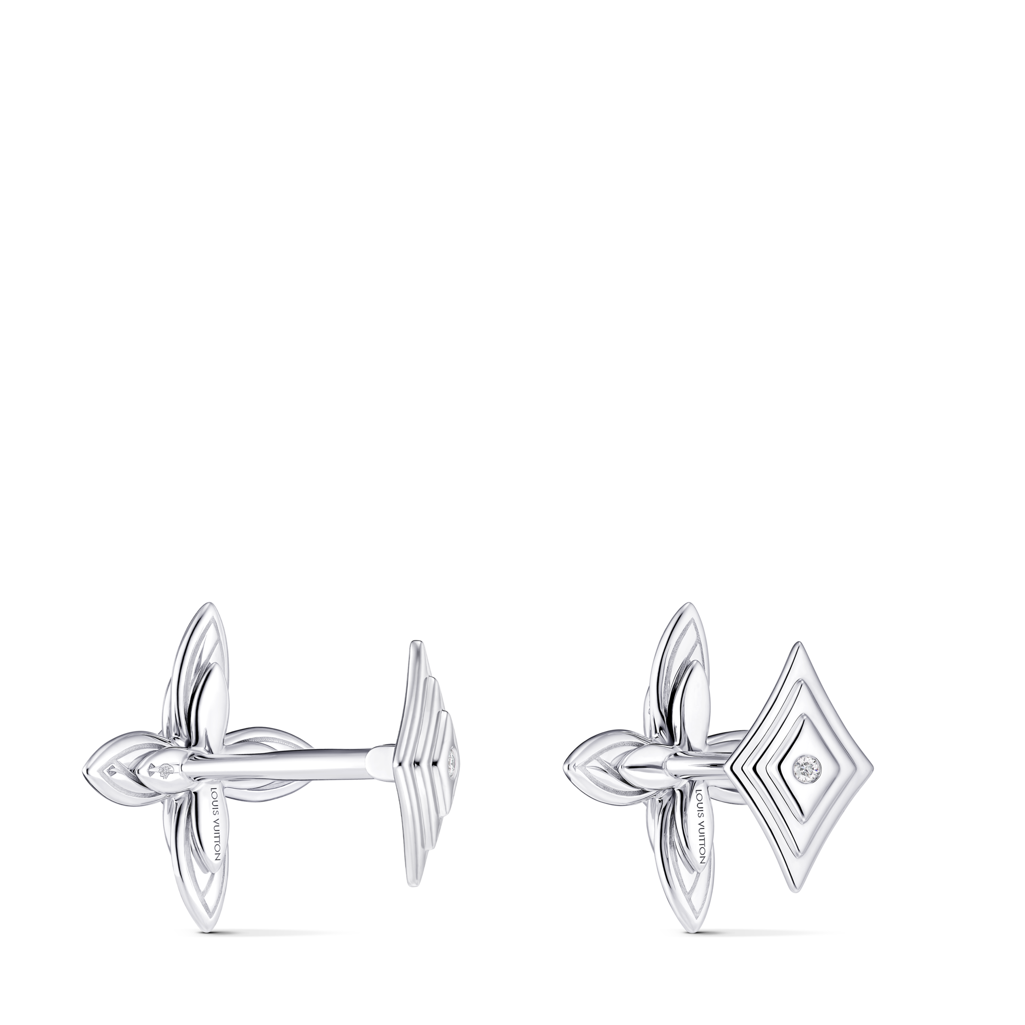 Les Extraordinaires - Idylle Blossom Cufflinks, White Gold and Diamonds  Les Extraordinaires Jewellery Earrings | LOUIS VUITTON (Product zoom)