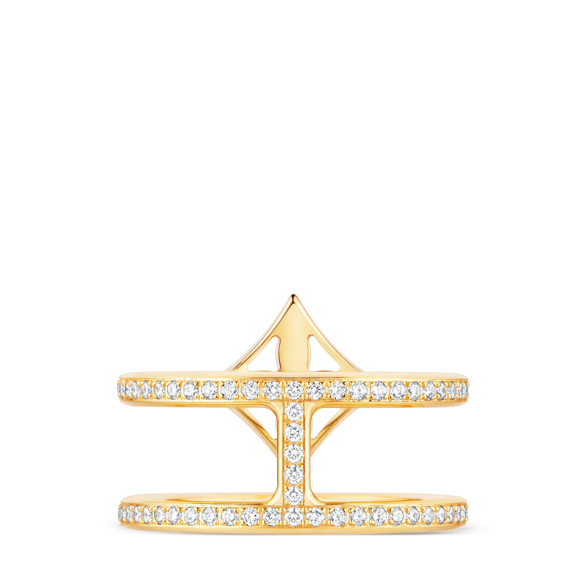 Jewellery - Idylle Blossom Two-Row Ring, Yellow Gold and Diamonds  Jewellery Categories All Fine Jewellery | LOUIS VUITTON (Product zoom)