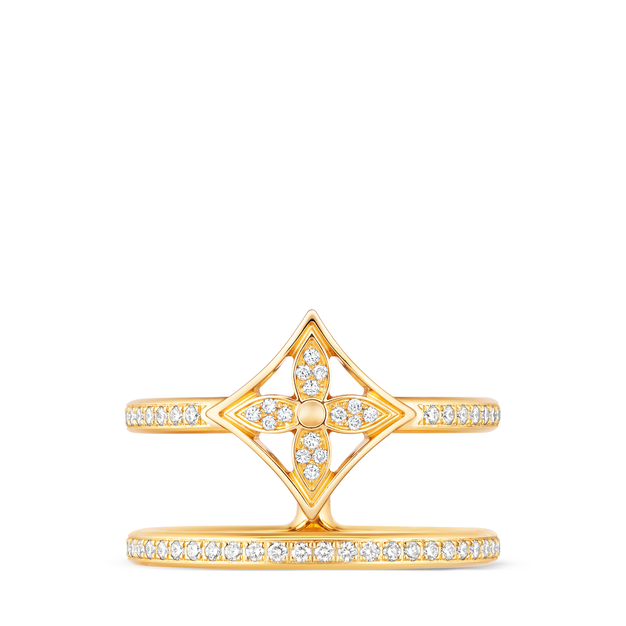 Jewellery - Idylle Blossom Two-Row Ring, Yellow Gold and Diamonds  Jewellery Categories All Fine Jewellery | LOUIS VUITTON (Product zoom)