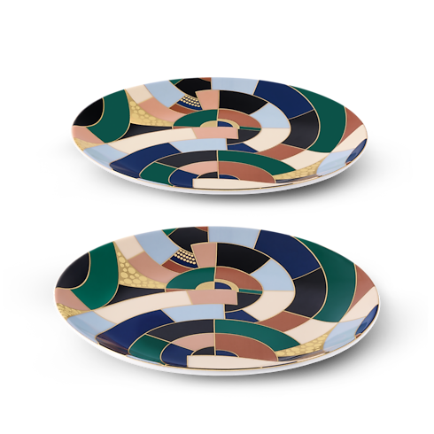 Trunks, Travel and Home - Illusion Set of 2 Bread Plates Trunks, Travel and Home Home and Art of Dining Art of Dining | LOUIS VUITTON (Product zoom)