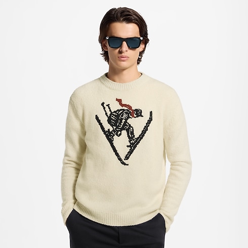 Men - Intarsia Signature Long-Sleeved Jumper Men Ready-to-Wear All Ready-to-Wear | LOUIS VUITTON (Product zoom)