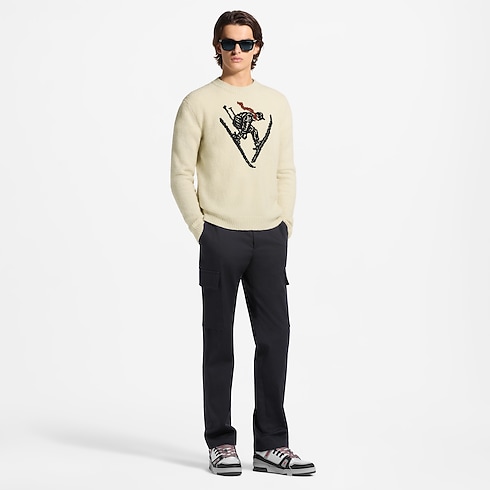 Men - Intarsia Signature Long-Sleeved Jumper Men Ready-to-Wear All Ready-to-Wear | LOUIS VUITTON (Product zoom)