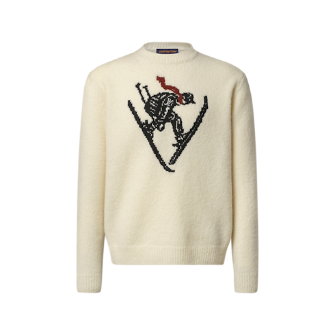 Men - Intarsia Signature Long-Sleeved Jumper Men Ready-to-Wear All Ready-to-Wear | LOUIS VUITTON (Product zoom)