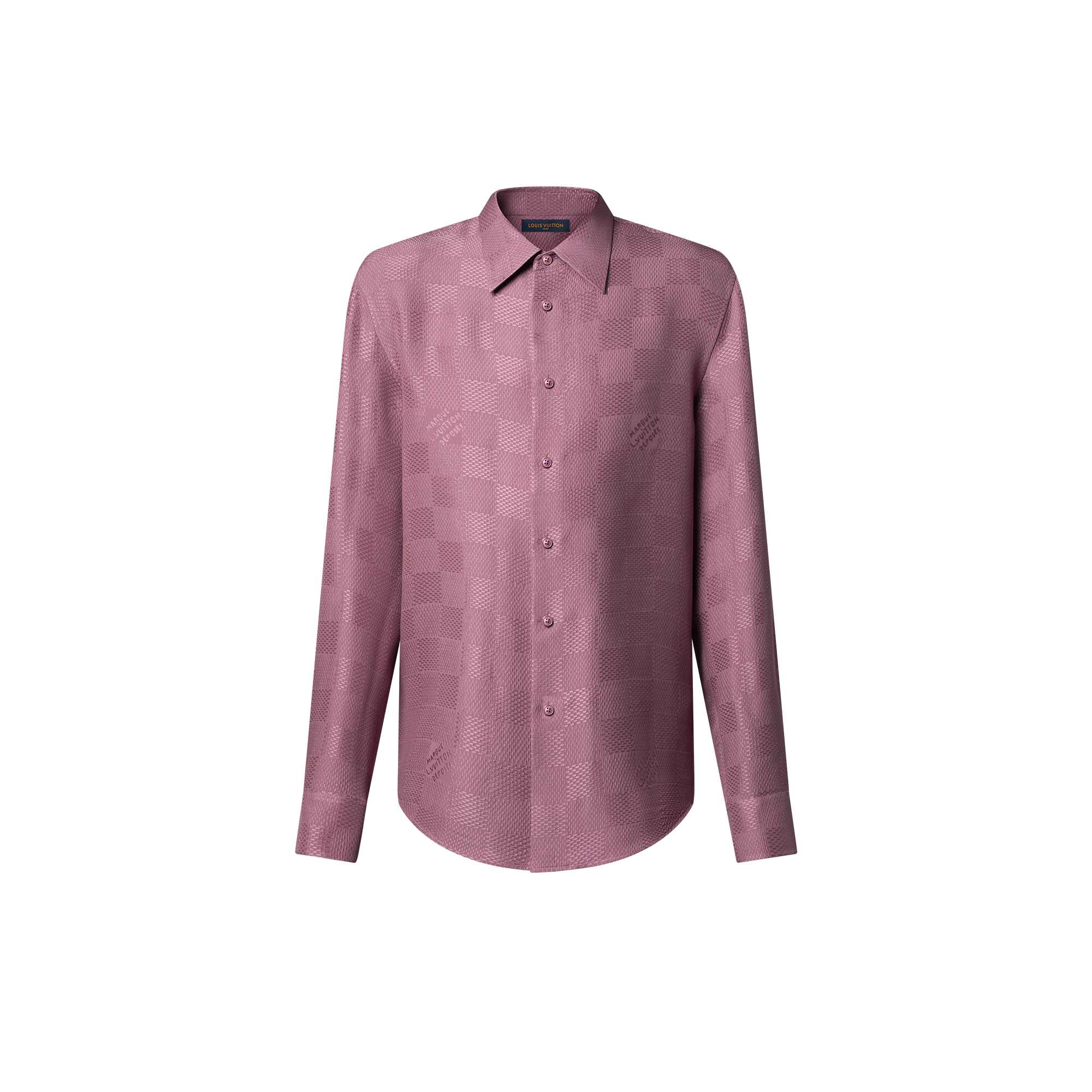 Men - Jacquard Damier Long-Sleeved Silk Shirt  Men Ready-to-Wear Shirts | LOUIS VUITTON (Product zoom)
