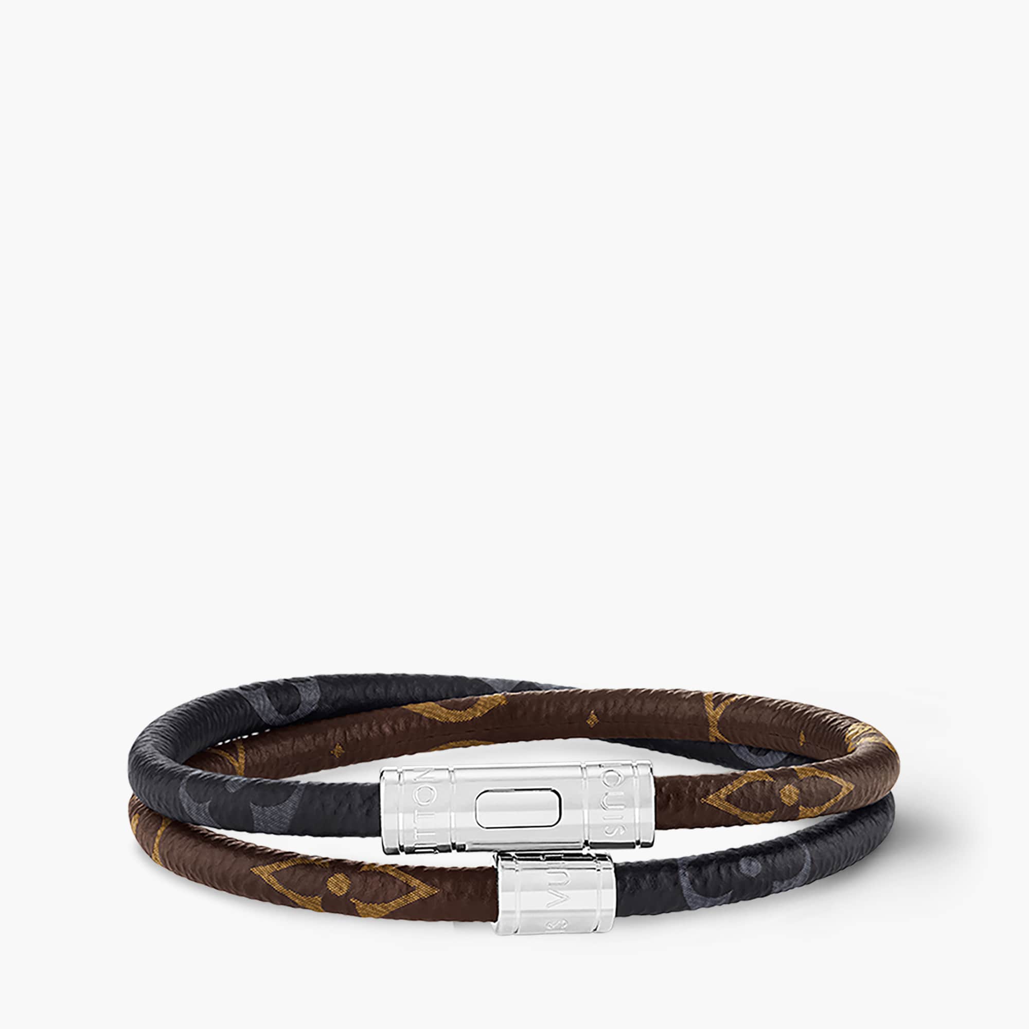 Keep It Double Leather Bracelet Luxury Monogram Canvas Brown