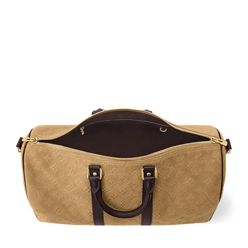 Trunks, Travel and Home - Keepall Bandoulière 45 Bag Monogram Suede Trunks, Travel and Home Travel Bags and Rolling Luggage Travel Bags | LOUIS VUITTON (Product zoom)