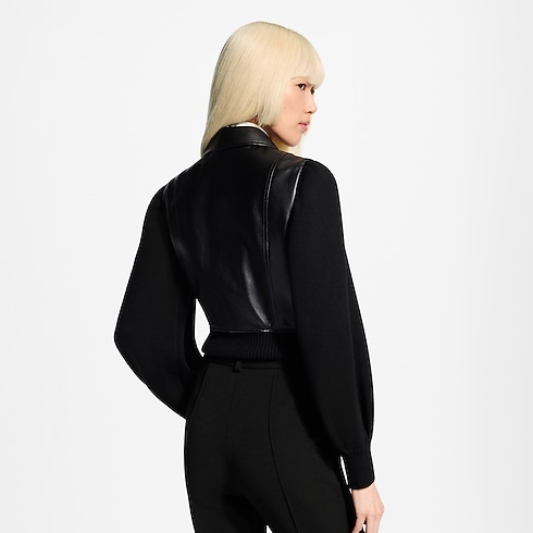 Women - Knit Sleeve Leather Jacket Women Ready-to-Wear Coats and Jackets | LOUIS VUITTON (Product zoom)