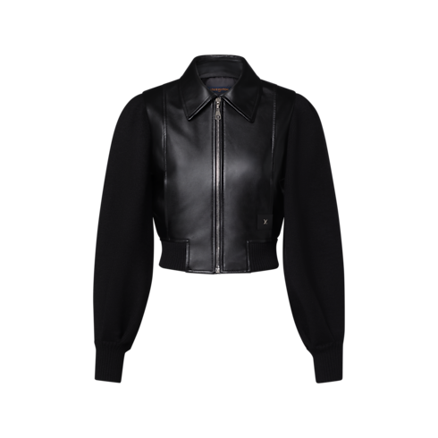 Women - Knit Sleeve Leather Jacket Women Ready-to-Wear Coats and Jackets | LOUIS VUITTON (Product zoom)