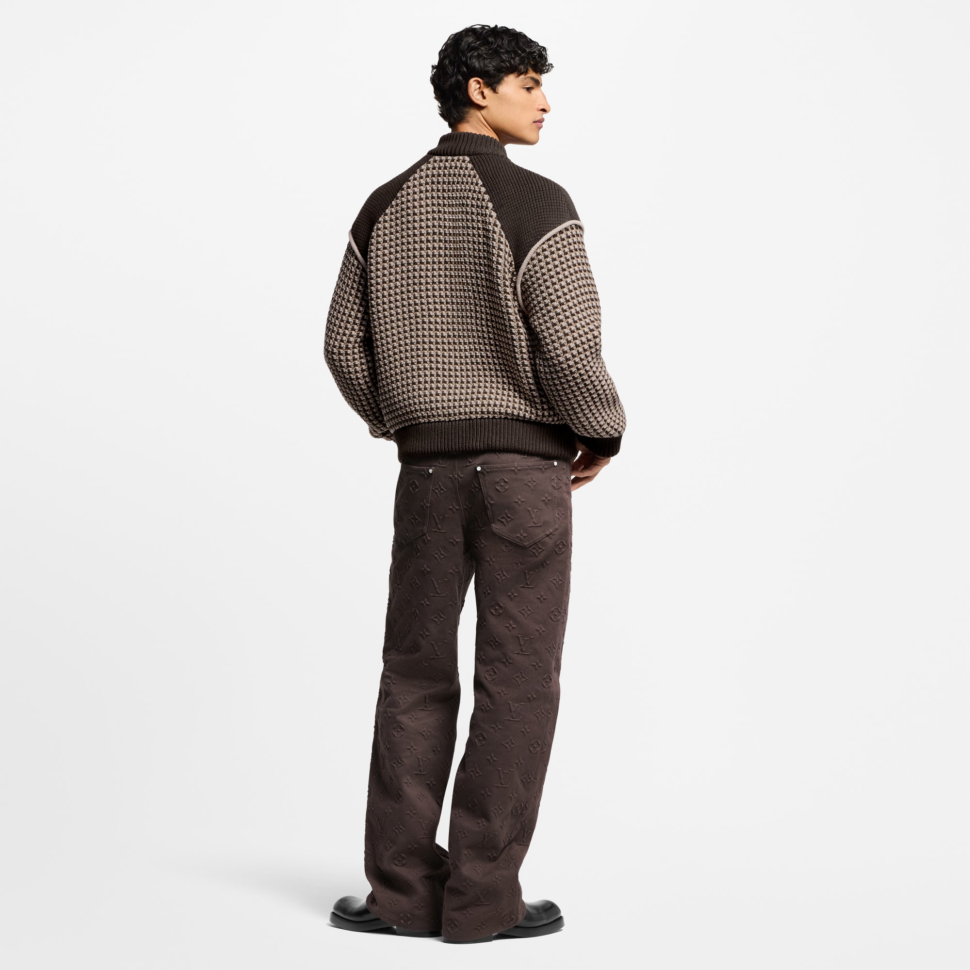 Men - Knitted Cotton Jacquard Bomber  Men Ready-to-Wear All Ready-to-Wear | LOUIS VUITTON (Product zoom)