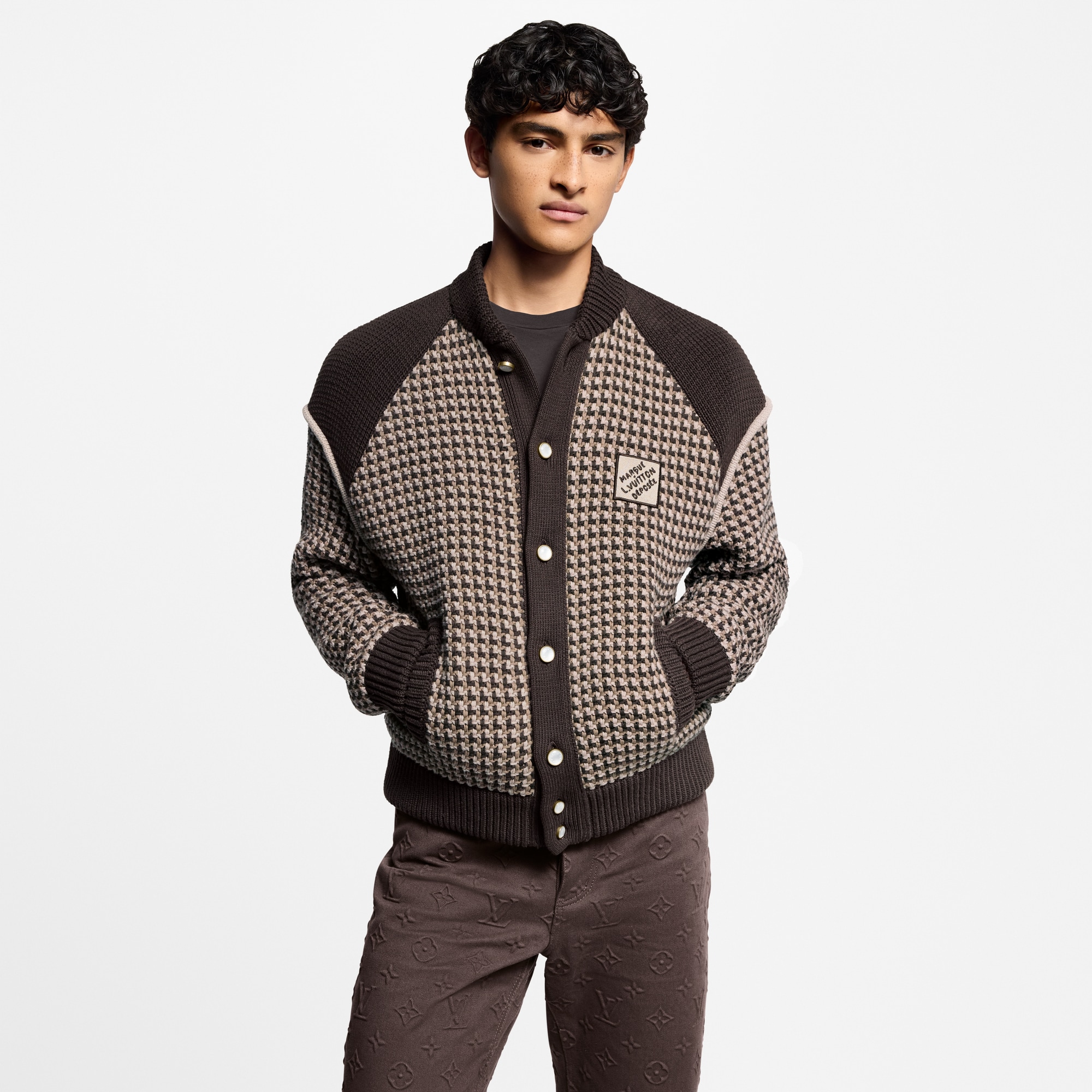 Men - Knitted Cotton Jacquard Bomber  Men Ready-to-Wear All Ready-to-Wear | LOUIS VUITTON (Product zoom)