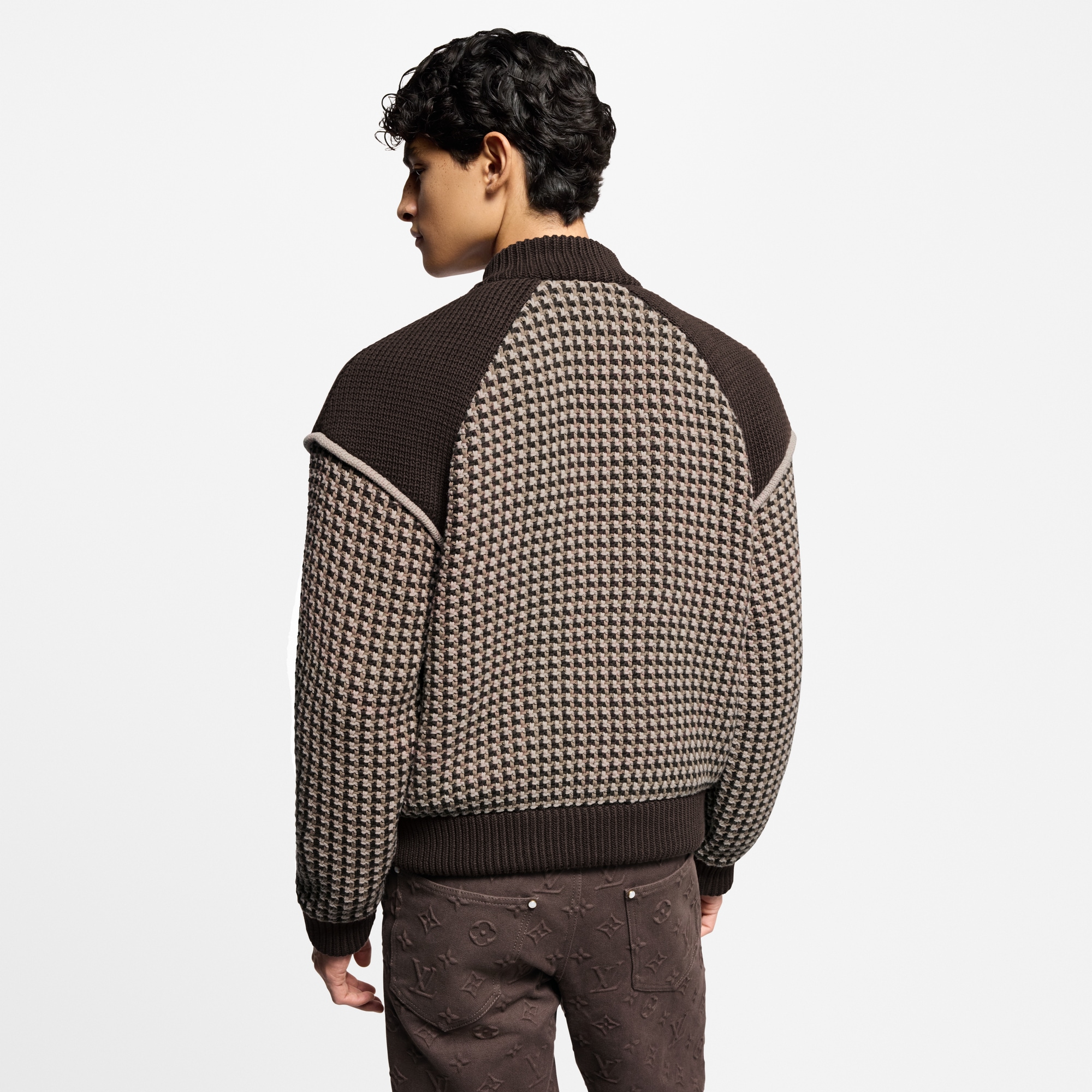 Men - Knitted Cotton Jacquard Bomber  Men Ready-to-Wear All Ready-to-Wear | LOUIS VUITTON (Product zoom)