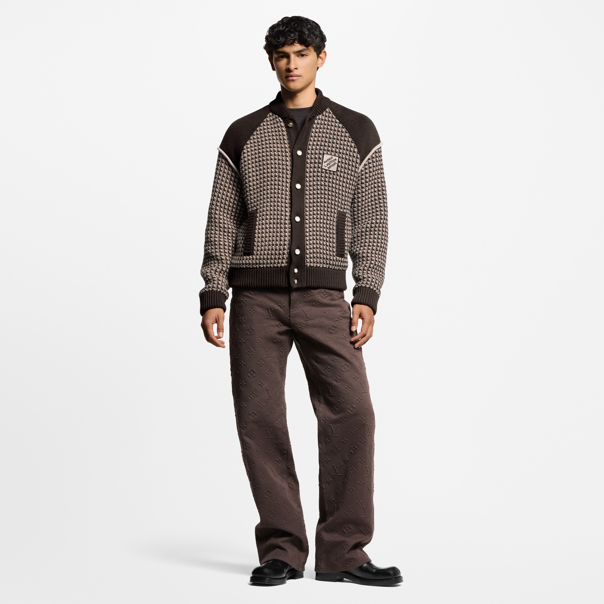 Men - Knitted Cotton Jacquard Bomber  Men Ready-to-Wear All Ready-to-Wear | LOUIS VUITTON (Product zoom)