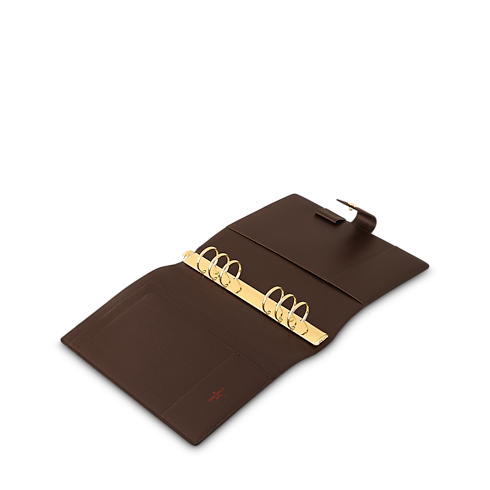 Bags and Small Leather Goods - Large Ring Agenda Cover Damier Ebene Canvas Bags and Small Leather Goods Leather Goods Personalisation } | LOUIS VUITTON (Product zoom)