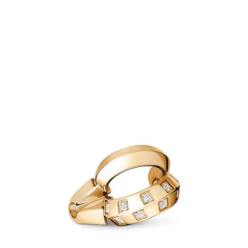 Jewellery - Le Damier de Louis Vuitton Double Ear Cuff, Yellow Gold and Diamonds Jewellery Categories Earrings | LOUIS VUITTON (Product zoom)