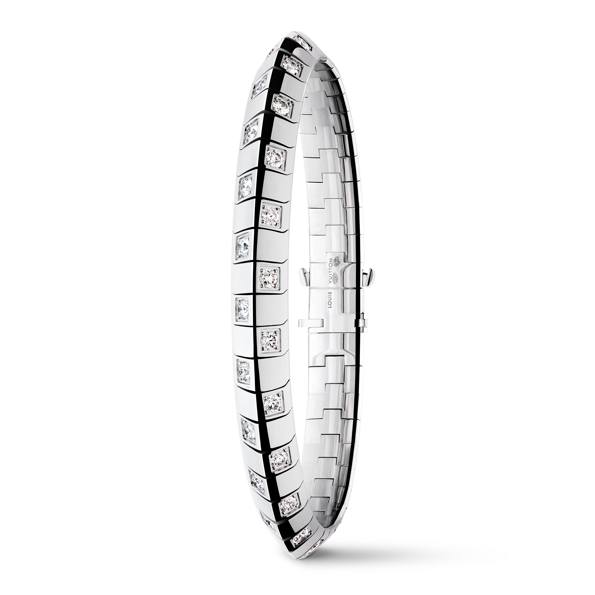 Jewellery - Le Damier de Louis Vuitton Large Bracelet, White Gold and Diamonds  Jewellery Categories Bracelets | LOUIS VUITTON (Product zoom)