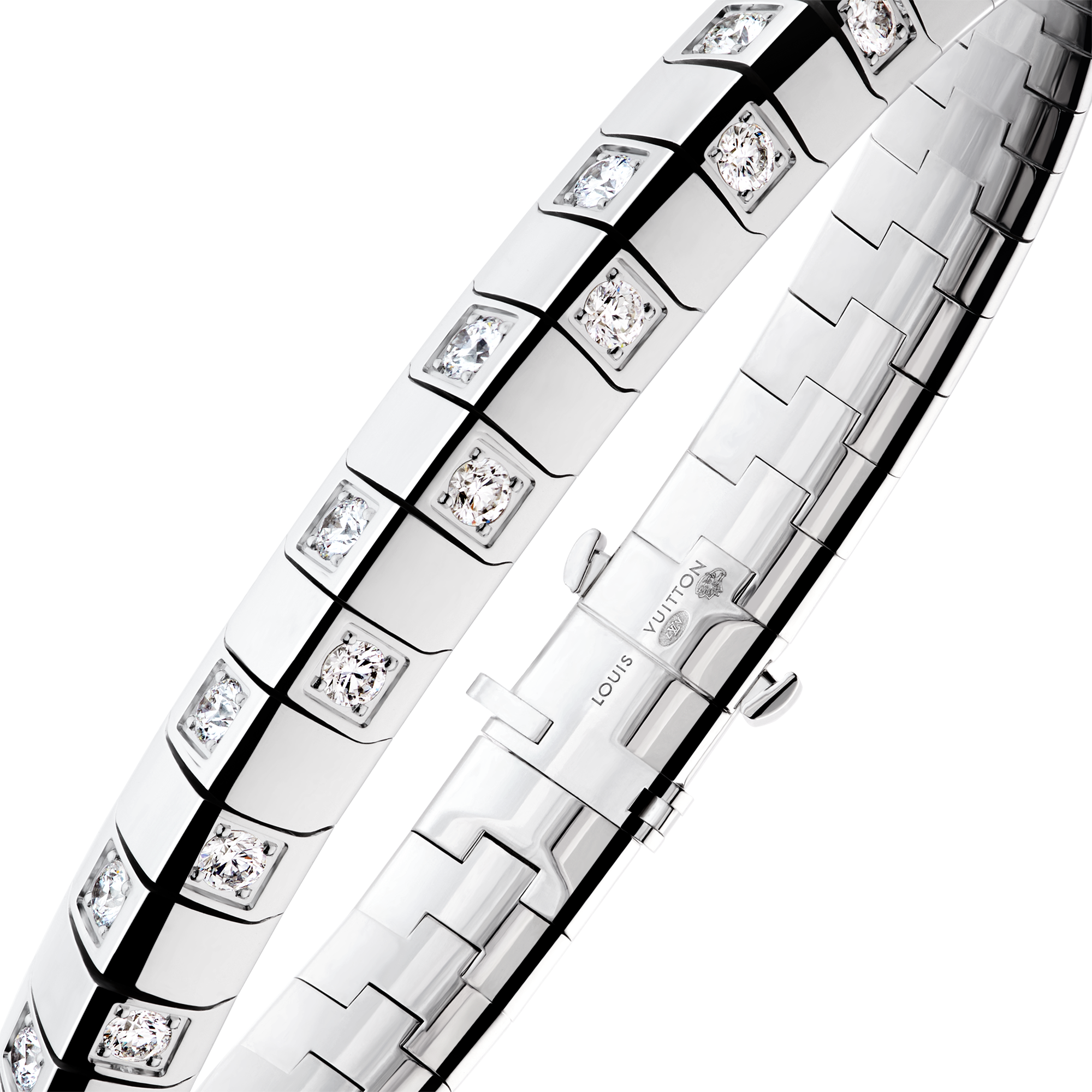 Jewellery - Le Damier de Louis Vuitton Large Bracelet, White Gold and Diamonds  Jewellery Categories Bracelets | LOUIS VUITTON (Product zoom)
