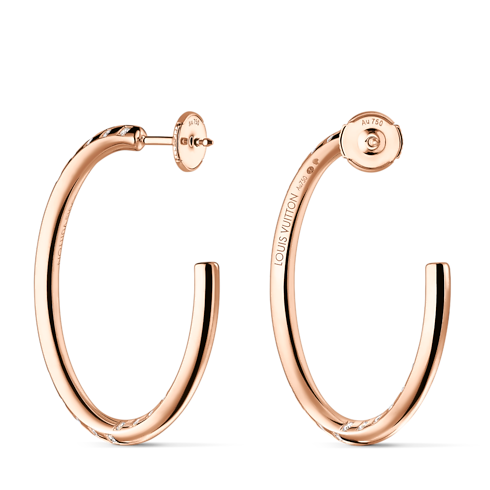 Jewellery - Le Damier de Louis Vuitton Large Hoops, Rose Gold and Diamonds Jewellery Categories Earrings | LOUIS VUITTON (Product zoom)