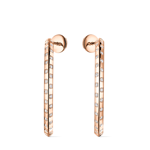 Jewellery - Le Damier de Louis Vuitton Large Hoops, Rose Gold and Diamonds Jewellery Categories Earrings | LOUIS VUITTON (Product zoom)