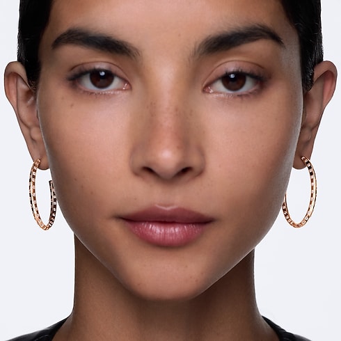 Jewellery - Le Damier de Louis Vuitton Large Hoops, Rose Gold and Diamonds Jewellery Categories Earrings | LOUIS VUITTON (Product zoom)