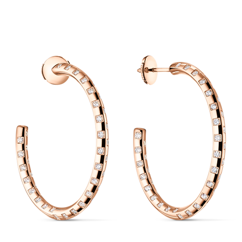 Jewellery - Le Damier de Louis Vuitton Large Hoops, Rose Gold and Diamonds Jewellery Categories Earrings | LOUIS VUITTON (Product zoom)