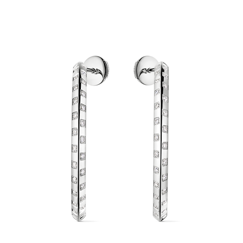 Jewellery - Le Damier de Louis Vuitton Large Hoops, White Gold and Diamonds Jewellery Categories Earrings | LOUIS VUITTON (Product zoom)