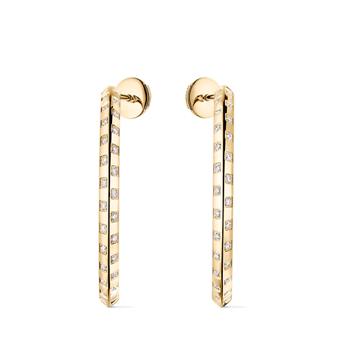 Jewellery - Le Damier de Louis Vuitton Large Hoops, Yellow Gold and Diamonds Jewellery Categories Earrings | LOUIS VUITTON (Product zoom)