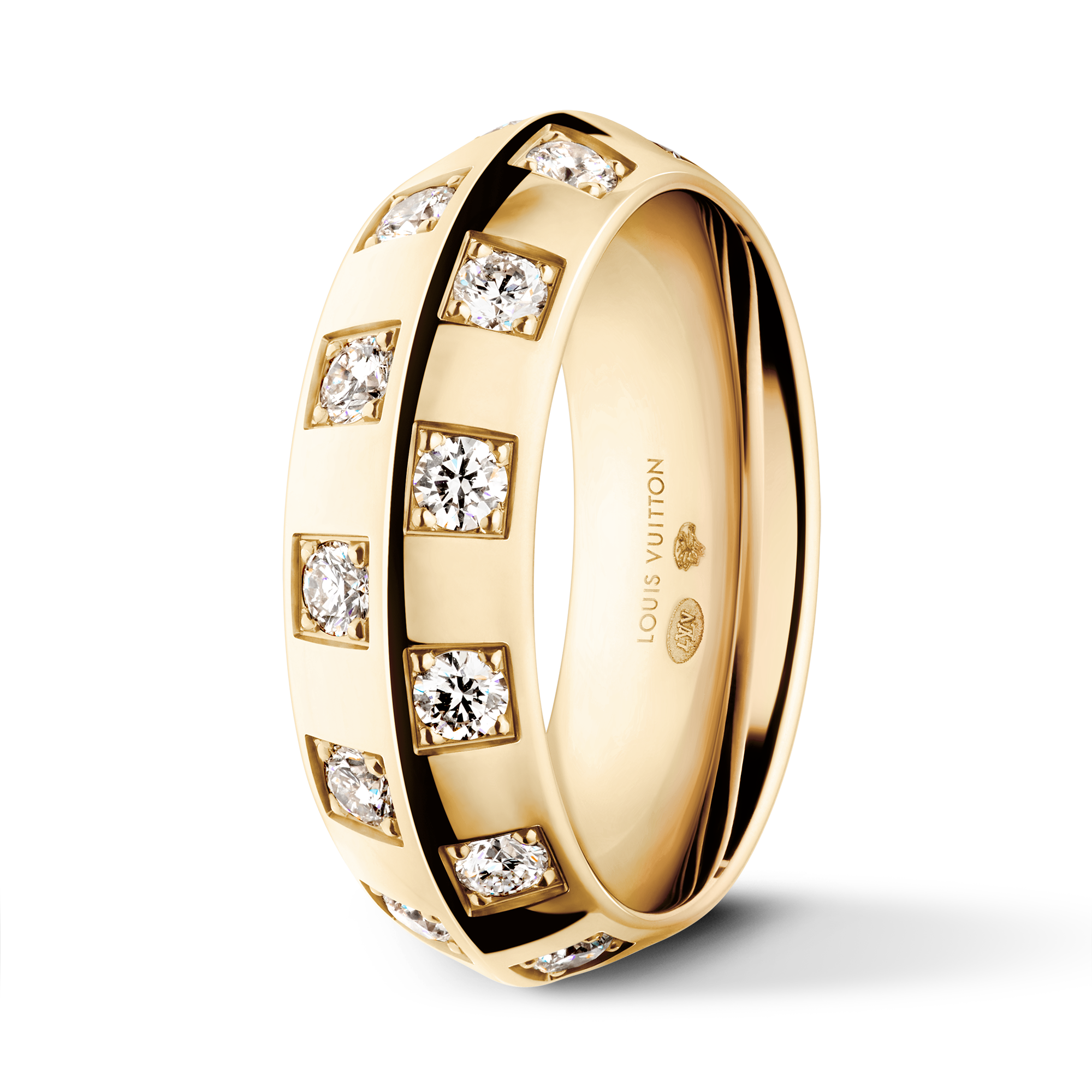 Jewellery - Le Damier de Louis Vuitton Large Ring, Yellow Gold and Diamonds  Jewellery Categories Rings | LOUIS VUITTON (Product zoom)