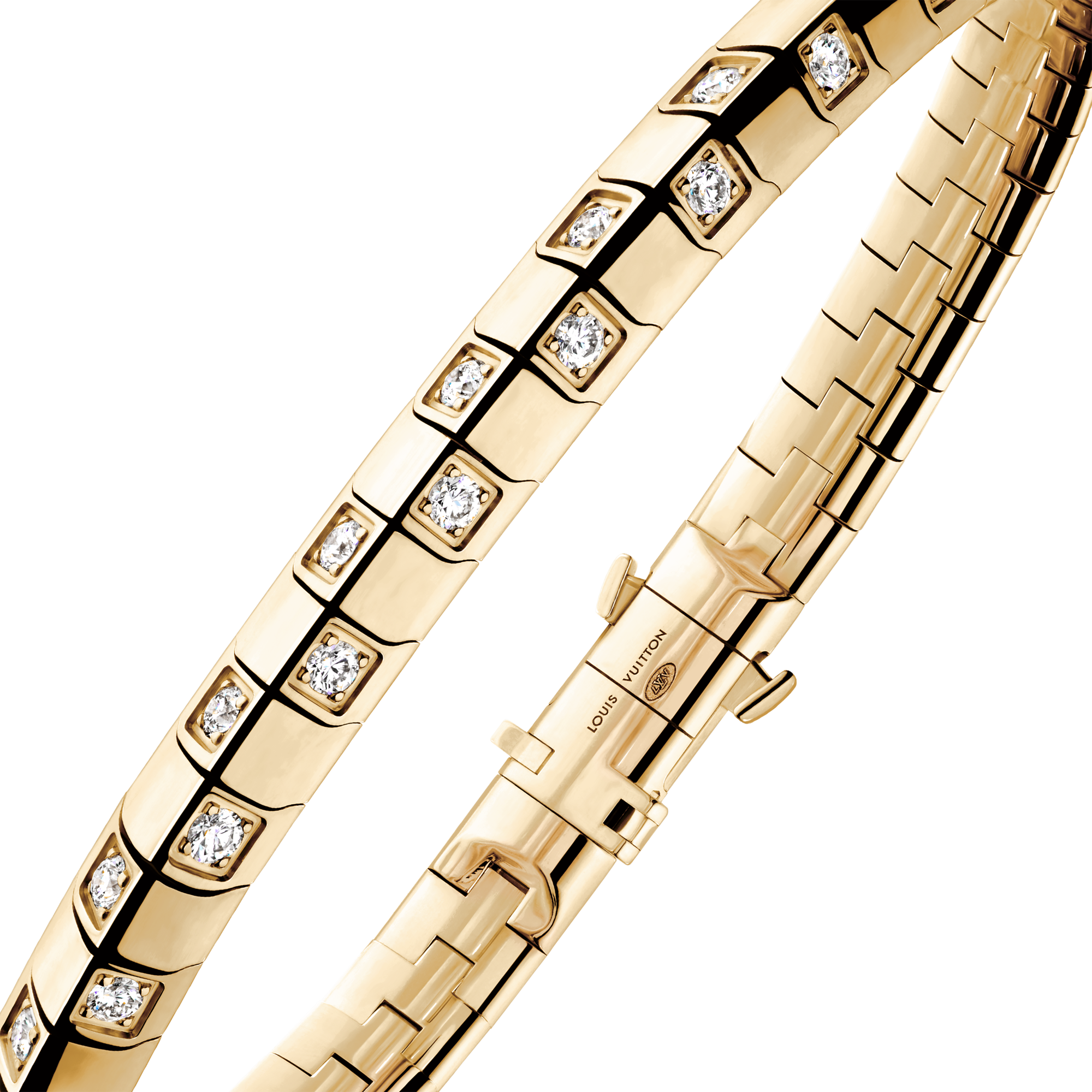 Jewellery - Le Damier de Louis Vuitton Medium Bracelet, Yellow Gold and Diamonds  Jewellery Categories Bracelets | LOUIS VUITTON (Product zoom)