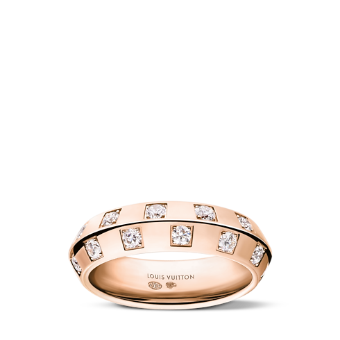 Les Extraordinaires - Le Damier de Louis Vuitton Small Ring, Rose Gold and Diamonds Les Extraordinaires Jewellery Rings | LOUIS VUITTON