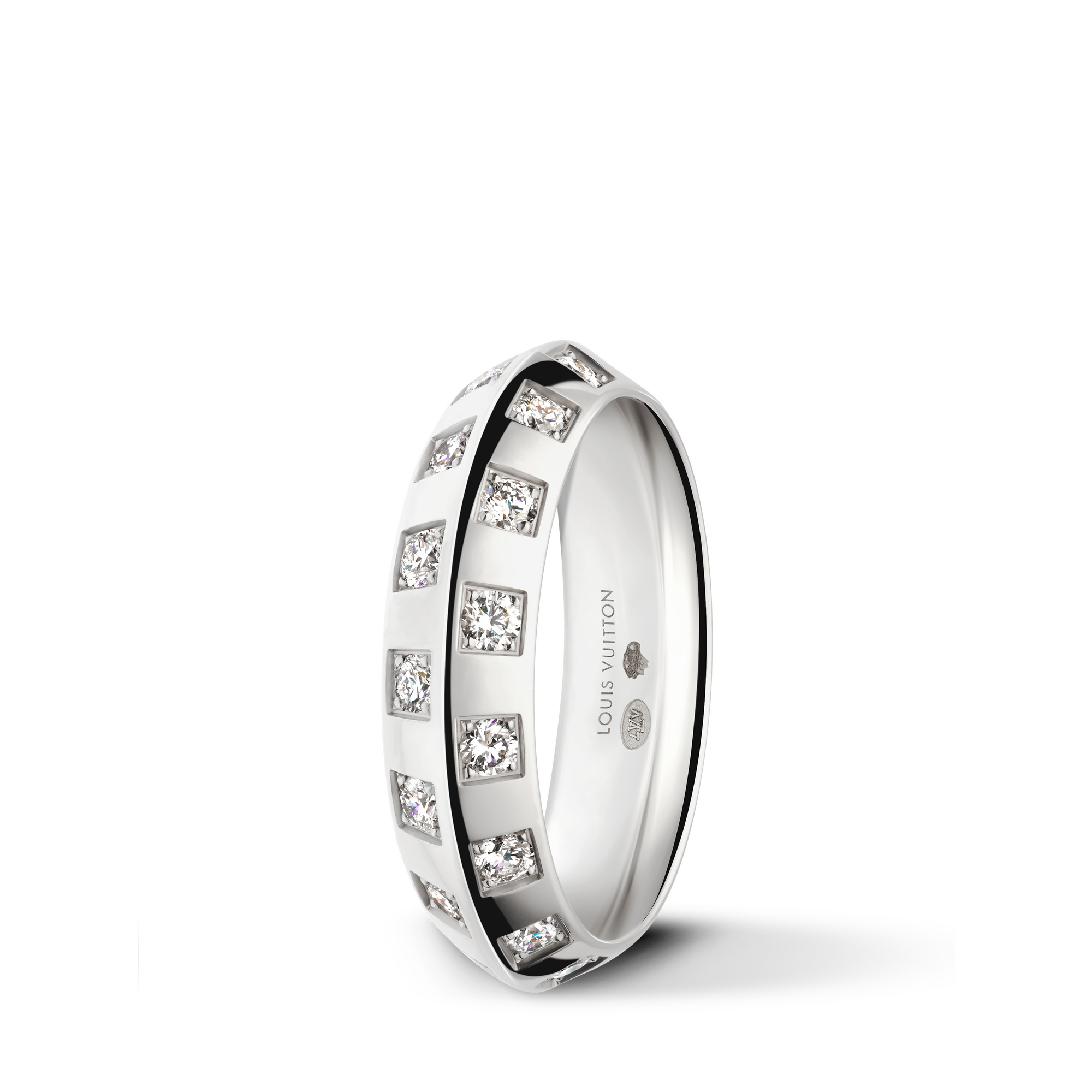 Jewellery - Le Damier de Louis Vuitton Medium Ring, White Gold and Diamonds  Jewellery Categories Rings | LOUIS VUITTON (Product zoom)