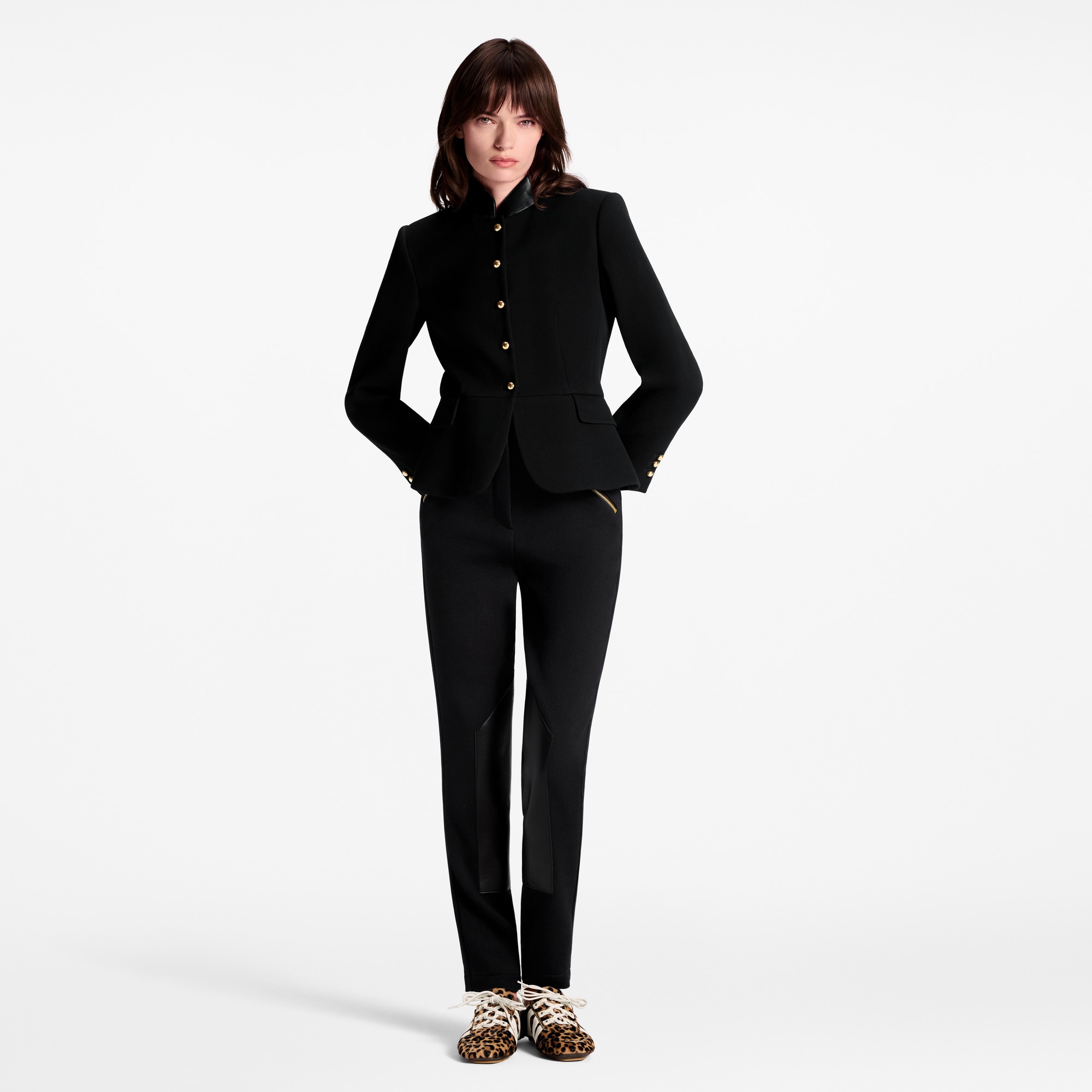 Women - Leather Accent Fitted Jacket  Women Ready-to-Wear Coats and Jackets | LOUIS VUITTON (Product zoom)