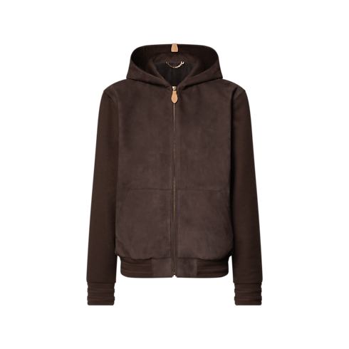 Men - Leather and Cashmere Hooded Blouson Men Ready-to-Wear All Ready-to-Wear | LOUIS VUITTON (Product zoom)