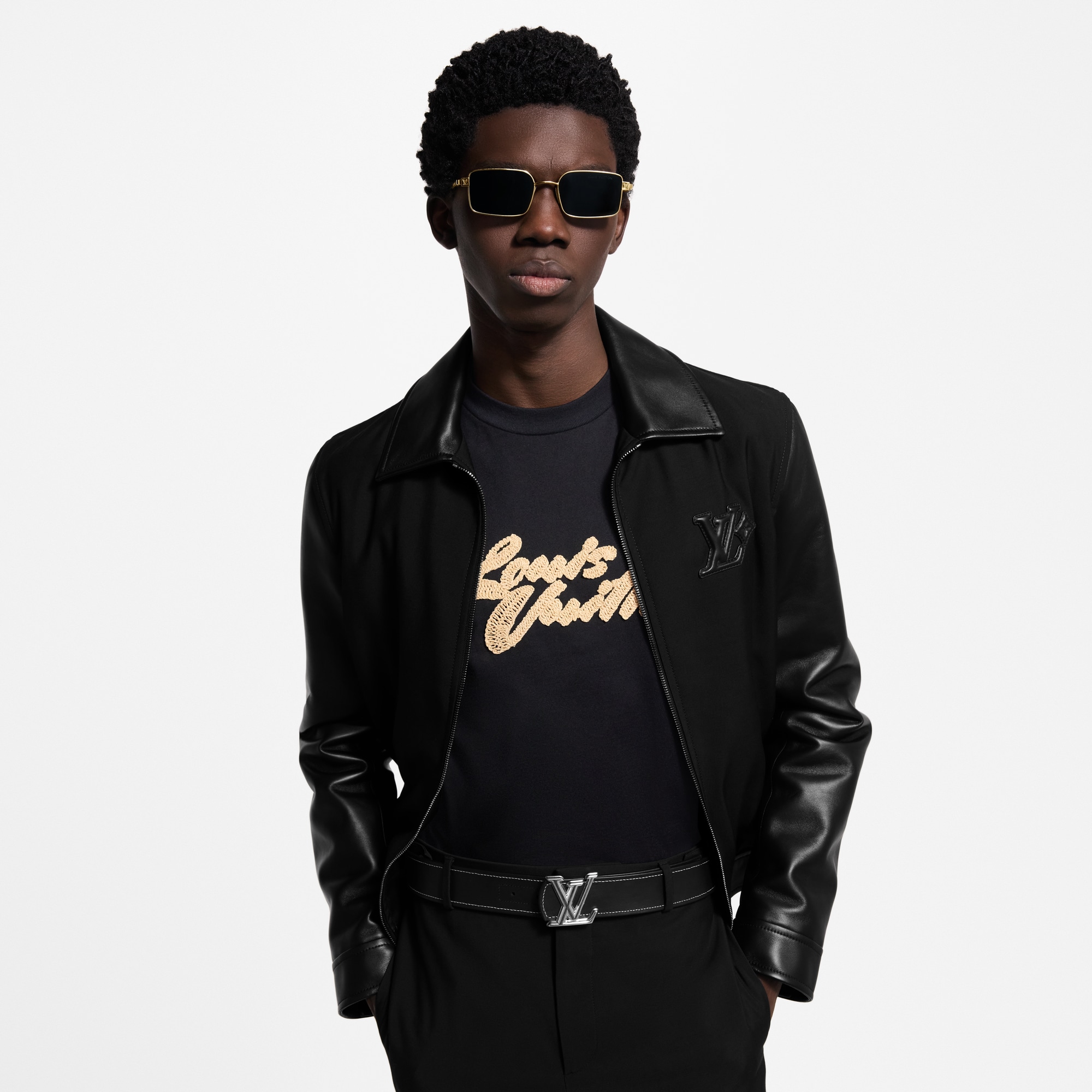 Men - Leather Mix Blouson  Men Ready-to-Wear Outerwear and Coats | LOUIS VUITTON (Product zoom)