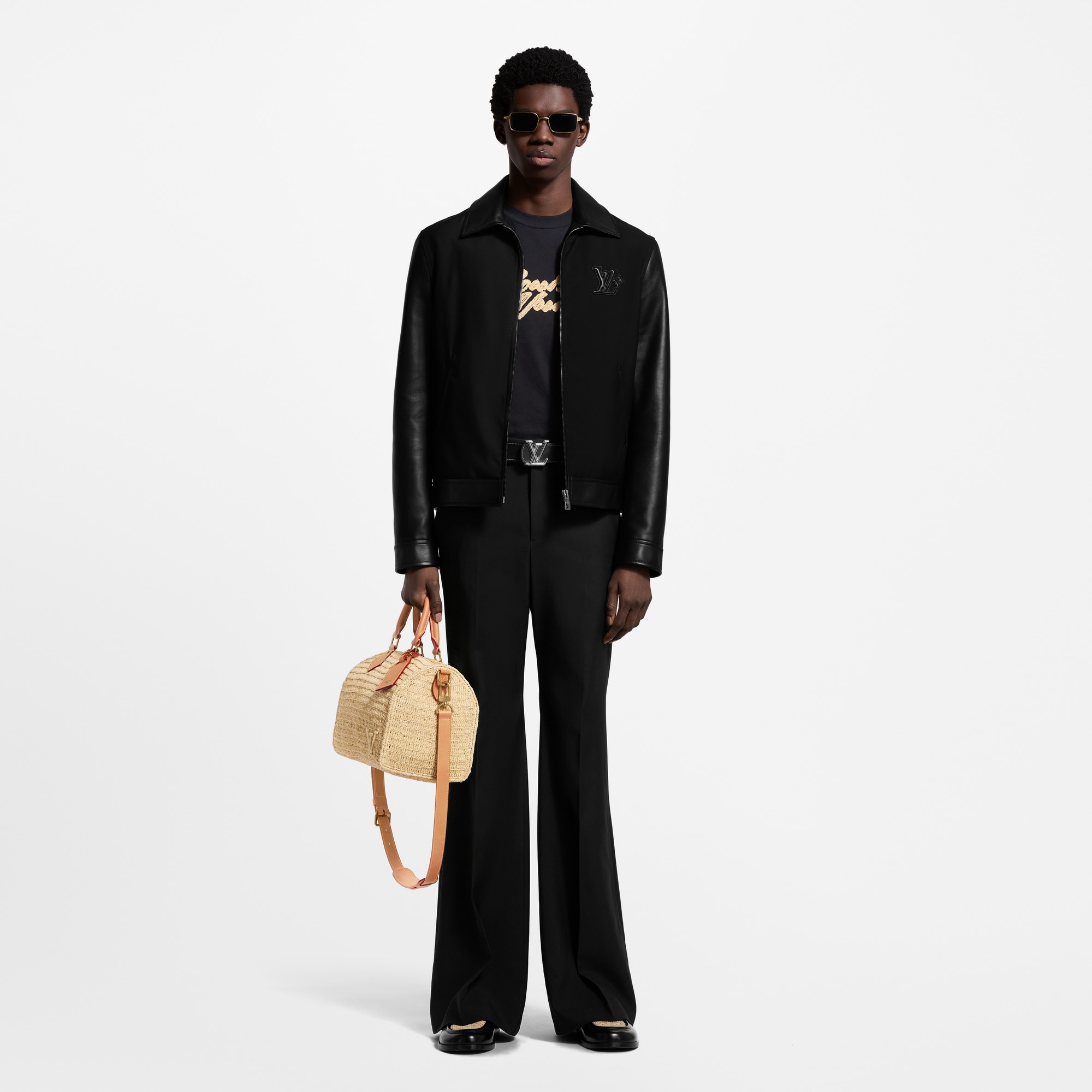 Men - Leather Mix Blouson  Men Ready-to-Wear Outerwear and Coats | LOUIS VUITTON (Product zoom)