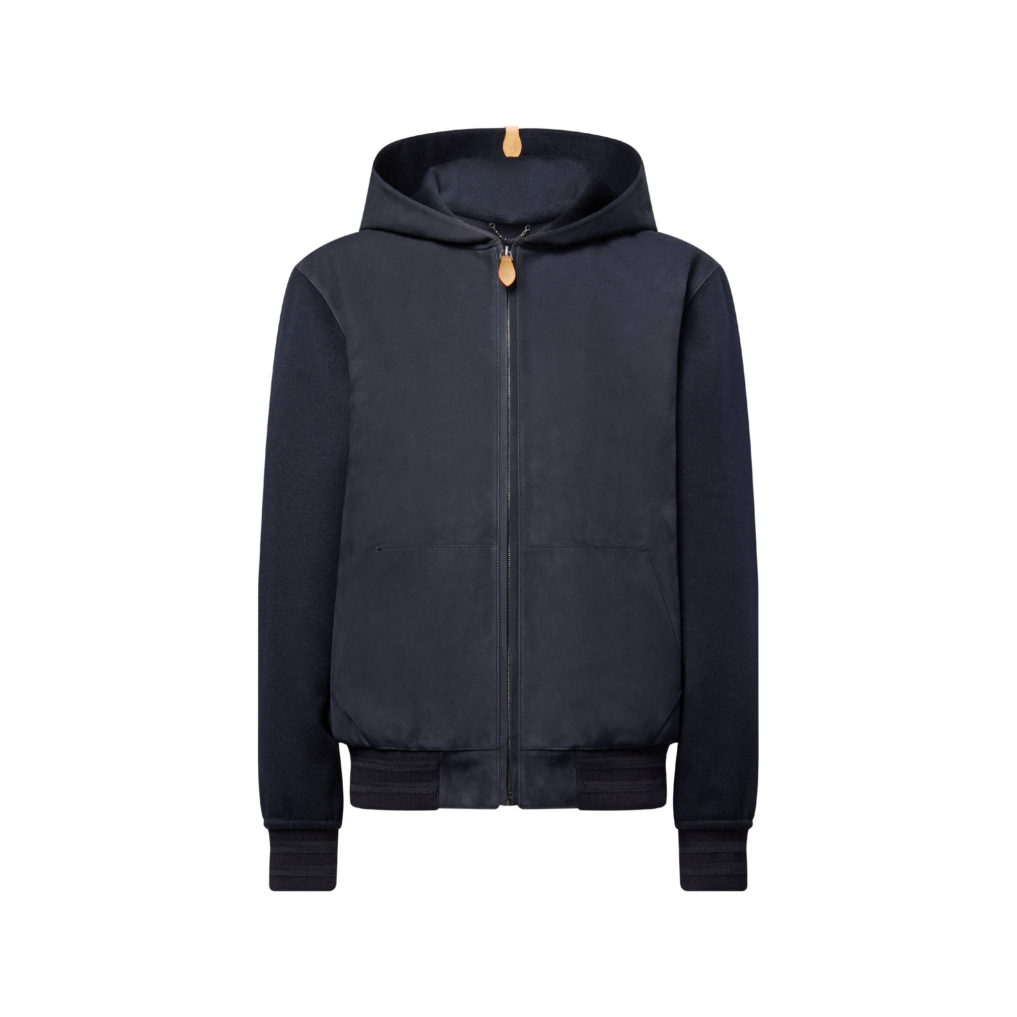 Leather Mix Hooded Blouson