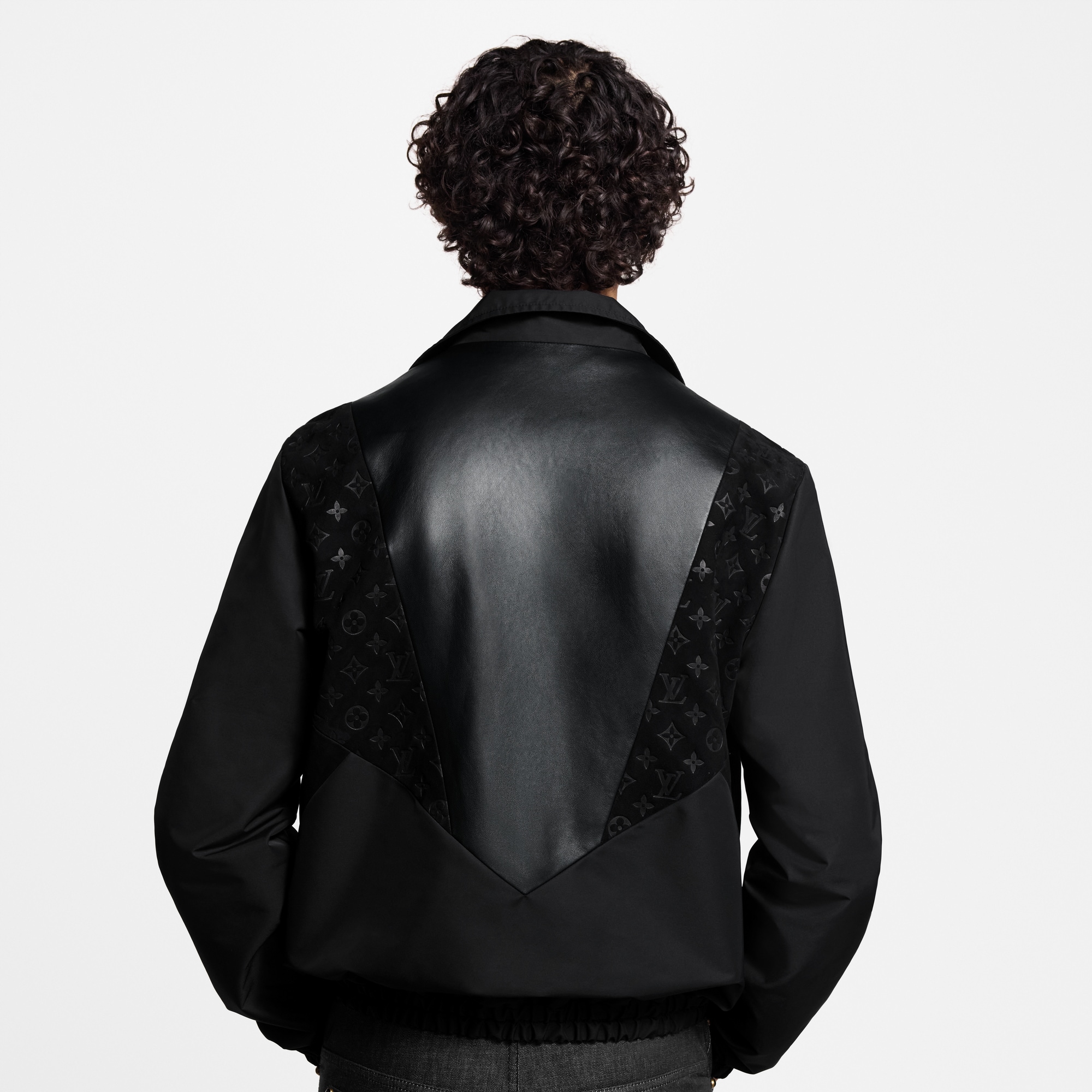 Men - Leather Mix Track Top  Men Ready-to-Wear Outerwear and Coats | LOUIS VUITTON (Product zoom)