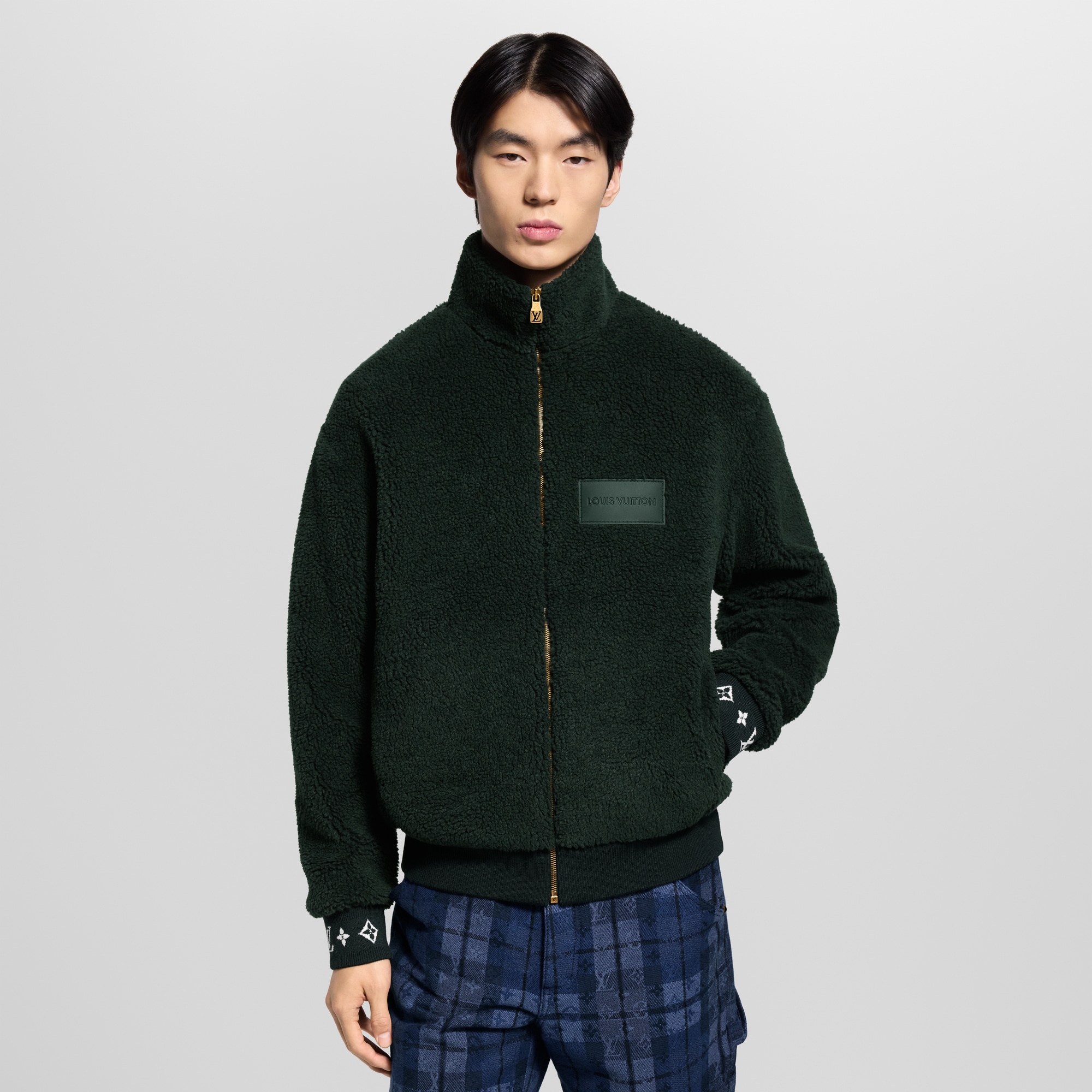 Men - Leather Patch Fleece Blouson  Men Ready-to-Wear All Ready-to-Wear | LOUIS VUITTON (Product zoom)
