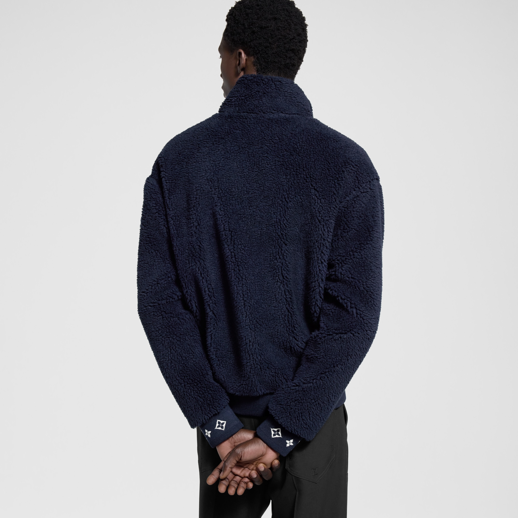 Men - Leather Patch Fleece Blouson  Men Ready-to-Wear All Ready-to-Wear | LOUIS VUITTON (Product zoom)