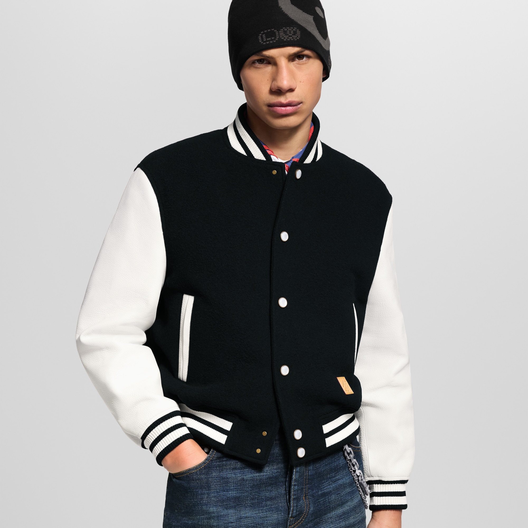 Men - Leather Signature Varsity Jacket  Men Ready-to-Wear Outerwear and Coats | LOUIS VUITTON (Product zoom)
