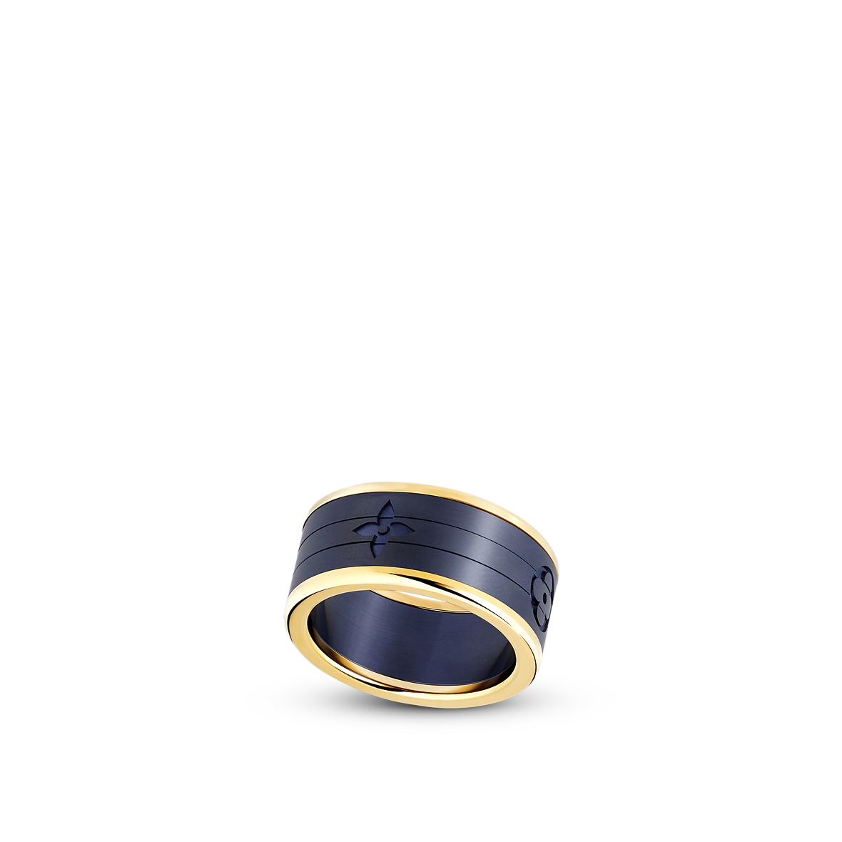 Les Gastons Vuitton Puzzle Ring Yellow Gold and Titanium Luxury Blue