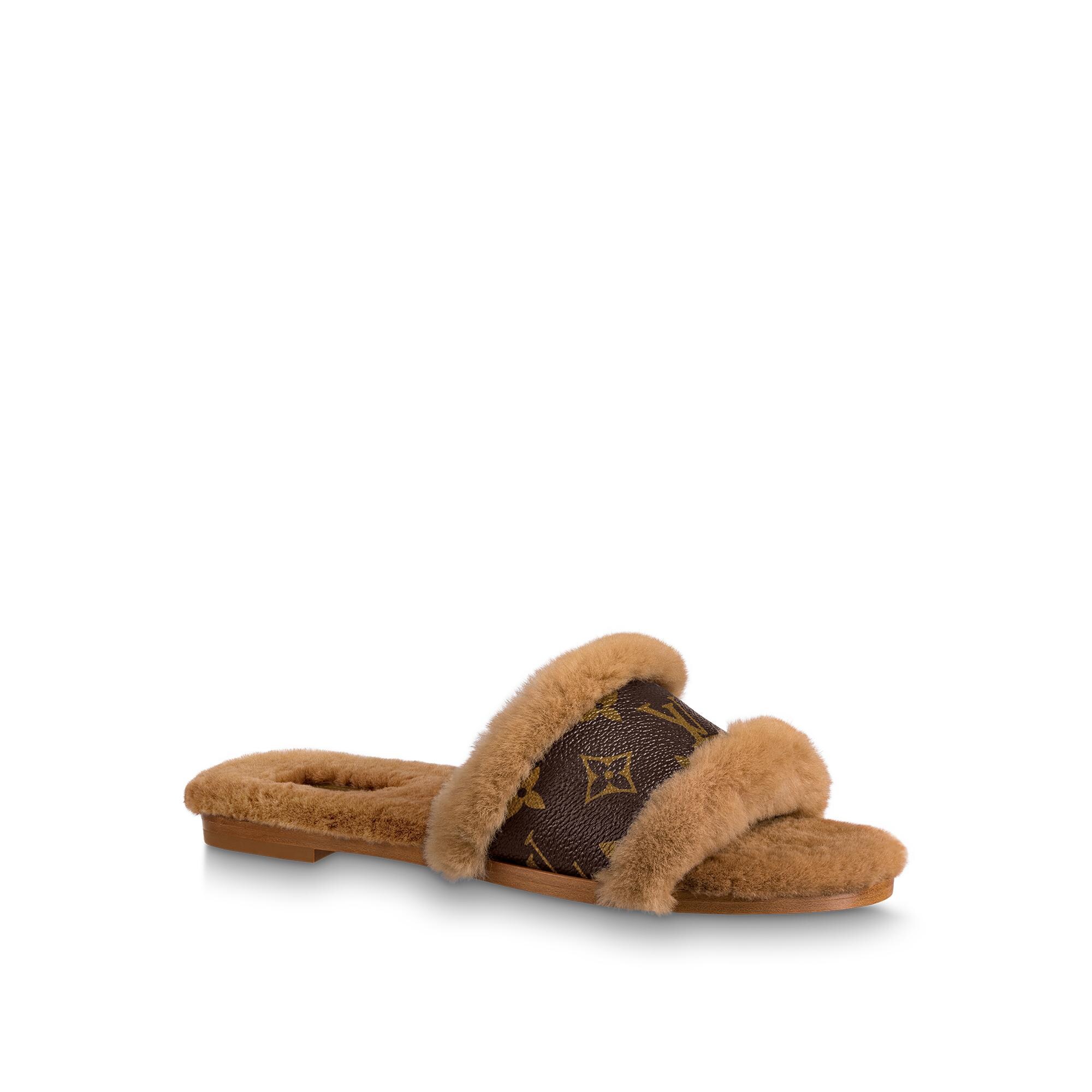 Louis vuitton brown fur slides Clearance