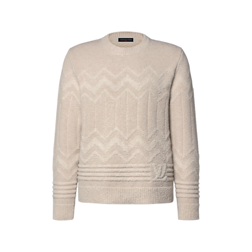 Men - Long-Sleeved Jacquard Signature Jumper Men Ready-to-Wear All Ready-to-Wear | LOUIS VUITTON (Product zoom)